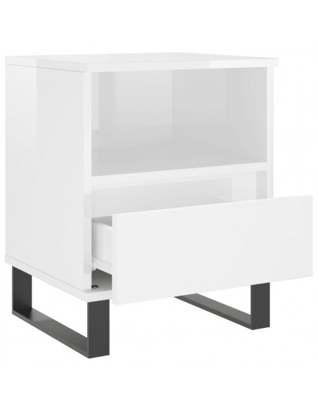 Comodini 2pz Bianco Lucido 40x35x50 cm in Legno Multistrato