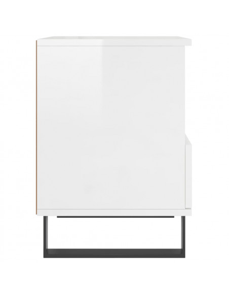 Comodini 2pz Bianco Lucido 40x35x50 cm in Legno Multistrato