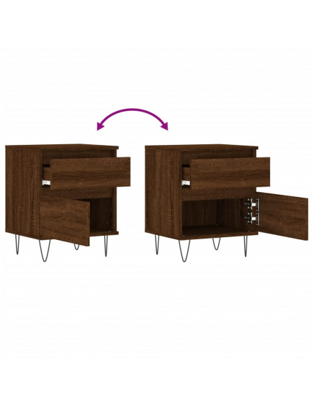 Comodini 2pz Rovere Marrone 40x35x50 cm in Legno Multistrato