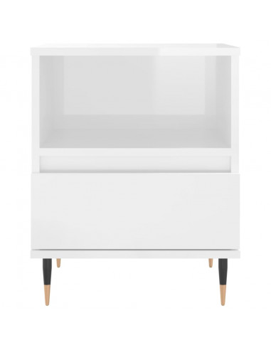 Comodini 2pz Bianco Lucido 40x35x50 cm in Legno Multistrato