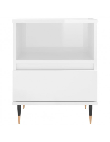Comodini 2pz Bianco Lucido 40x35x50 cm in Legno Multistrato