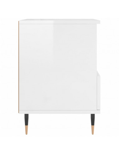 Comodini 2pz Bianco Lucido 40x35x50 cm in Legno Multistrato