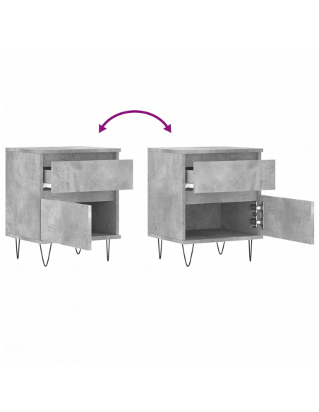 Comodini 2pz Grigio Cemento 40x35x50 cm in Legno Multistrato