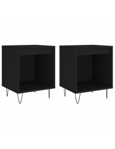 Comodini 2pz Neri 40x35x50 cm in Legno Multistrato 2