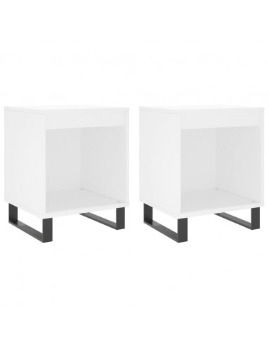 Comodini 2pz Bianchi 40x35x50 cm in Legno Multistrato