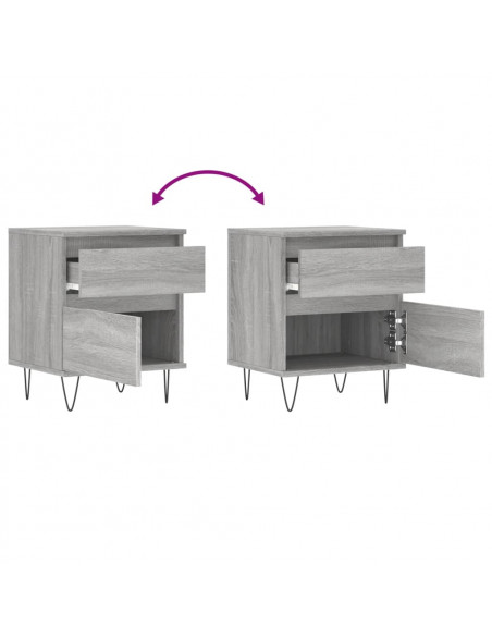 Comodino Grigio Sonoma 40x35x50 cm in Legno Multistrato