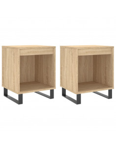 Comodini 2pz Rovere Sonoma 40x35x50 cm in Legno Multistrato 2