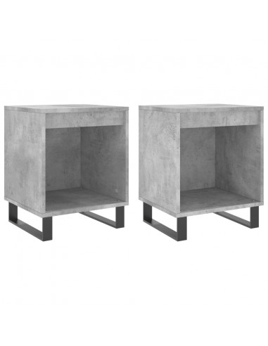 Comodini 2pz Grigio Cemento 40x35x50 cm in Legno Multistrato