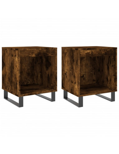 Comodini 2pz Rovere Fumo 40x35x50 cm in Legno Multistrato