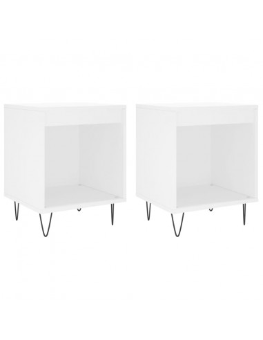 Comodini 2pz Bianchi 40x35x50 cm in Legno Multistrato