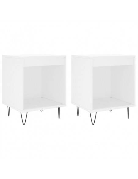 Comodini 2pz Bianchi 40x35x50 cm in Legno Multistrato