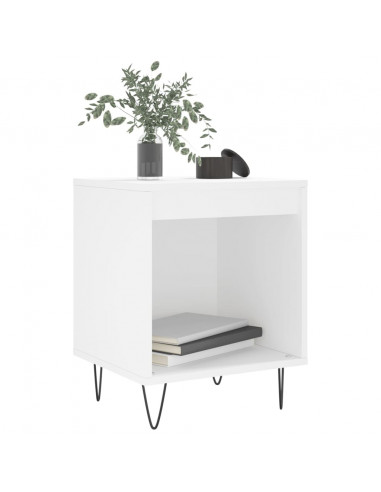 Comodini 2pz Bianchi 40x35x50 cm in Legno Multistrato