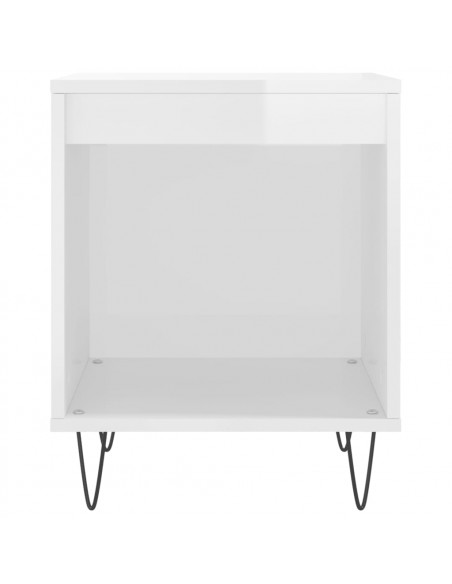 Comodini 2pz Bianco Lucido 40x35x50 cm in Legno Multistrato