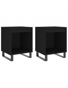 Comodini 2pz Neri 40x35x50 cm in Legno Multistrato 2