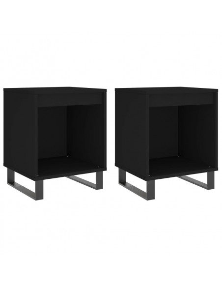 Comodini 2pz Neri 40x35x50 cm in Legno Multistrato