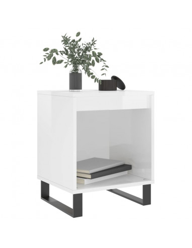Comodini 2pz Bianco Lucido 40x35x50 cm in Legno Multistrato