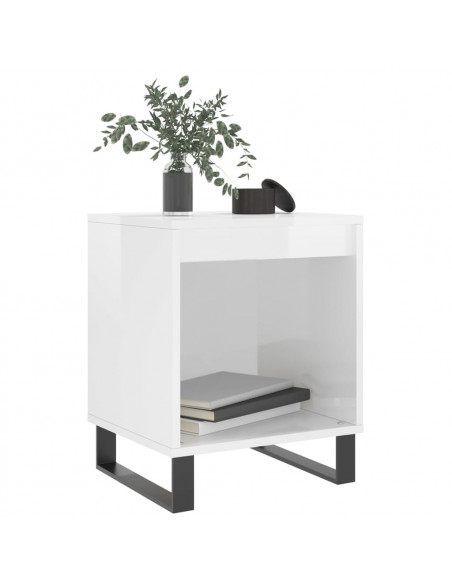 Comodini 2pz Bianco Lucido 40x35x50 cm in Legno Multistrato