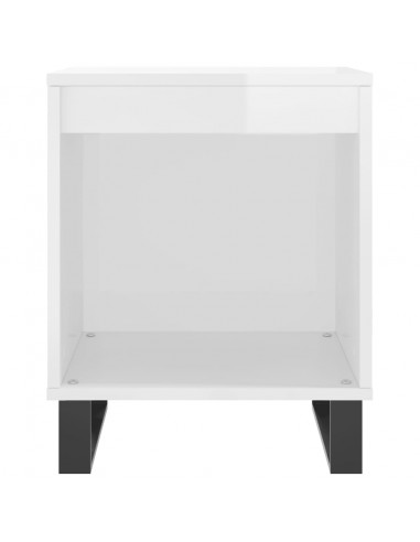 Comodini 2pz Bianco Lucido 40x35x50 cm in Legno Multistrato