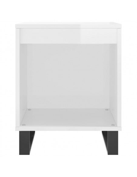 Comodini 2pz Bianco Lucido 40x35x50 cm in Legno Multistrato