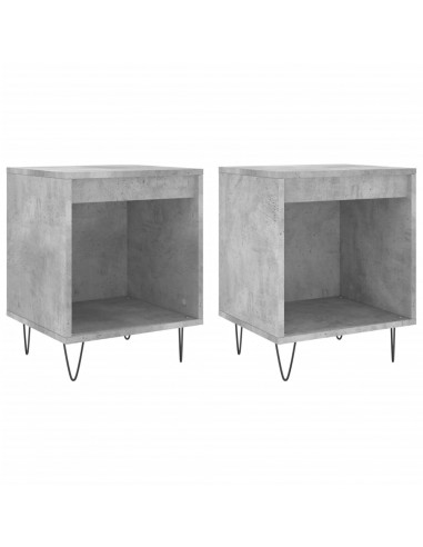 Comodini 2pz Grigio Cemento 40x35x50 cm in Legno Multistrato