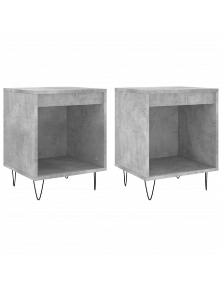 Comodini 2pz Grigio Cemento 40x35x50 cm in Legno Multistrato