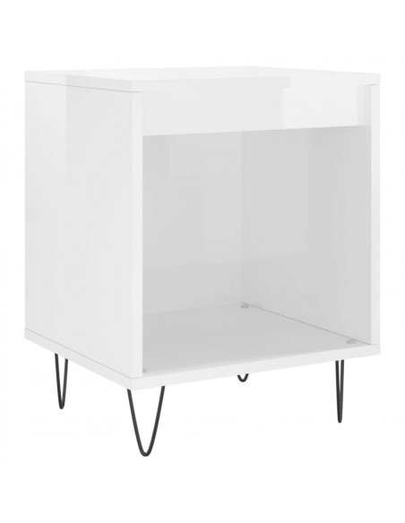 Comodino Bianco Lucido 40x35x50 cm in Legno Multistrato