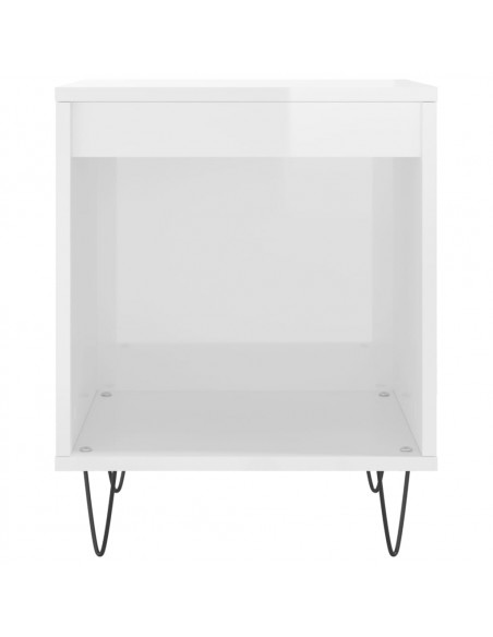 Comodino Bianco Lucido 40x35x50 cm in Legno Multistrato