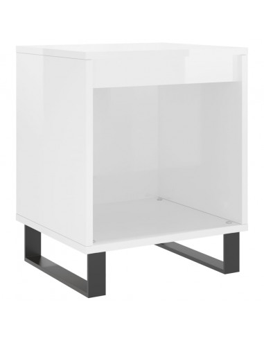 Comodino Bianco Lucido 40x35x50 cm in Legno Multistrato