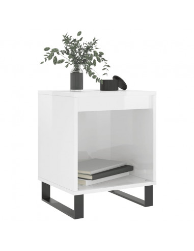 Comodino Bianco Lucido 40x35x50 cm in Legno Multistrato