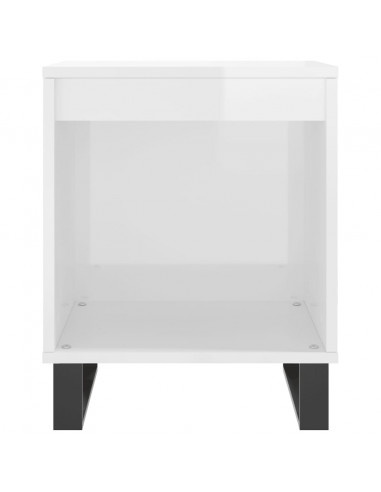 Comodino Bianco Lucido 40x35x50 cm in Legno Multistrato
