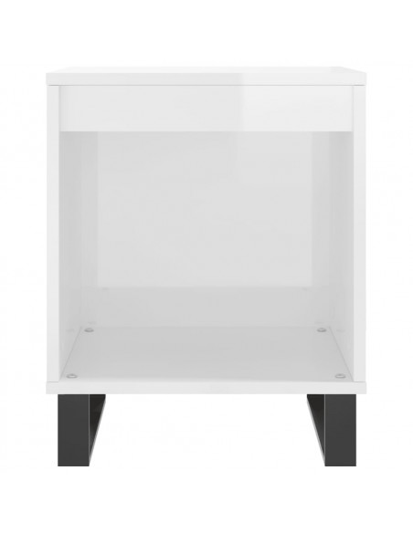Comodino Bianco Lucido 40x35x50 cm in Legno Multistrato