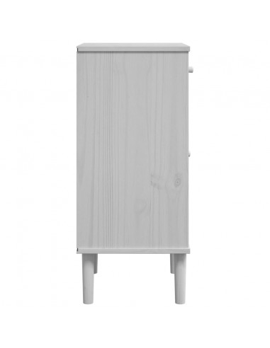 Comodino SENJA Aspetto Rattan Bianco 40x35x80 cm in Legno Pino