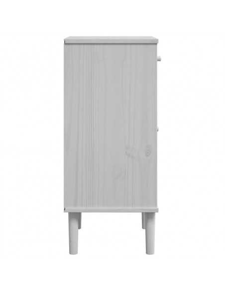 Comodino SENJA Aspetto Rattan Bianco 40x35x80 cm in Legno Pino