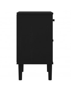 Comodino SENJA Aspetto Rattan Nero 40x35x65 cm in Legno Pino 2