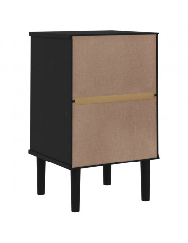 Comodino SENJA Aspetto Rattan Nero 40x35x65 cm in Legno Pino