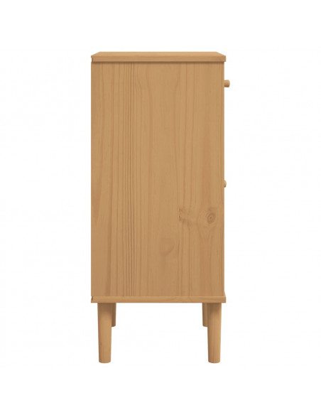 Comodino SENJA Aspetto Rattan Marrone 40x35x80 cm in Legno Pino