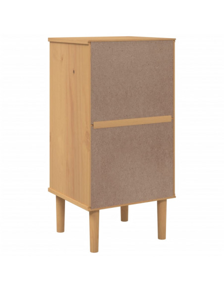 Comodino SENJA Aspetto Rattan Marrone 40x35x80 cm in Legno Pino