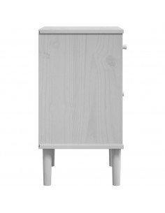Comodino SENJA Aspetto Rattan Bianco 40x35x65 cm in Legno Pino 2
