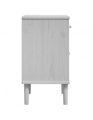 Comodino SENJA Aspetto Rattan Bianco 40x35x65 cm in Legno Pino