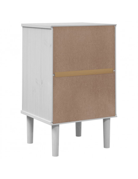 Comodino SENJA Aspetto Rattan Bianco 40x35x65 cm in Legno Pino