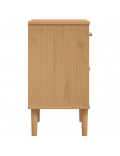 Comodino SENJA Aspetto Rattan Marrone 40x35x65 cm in Legno Pino 2
