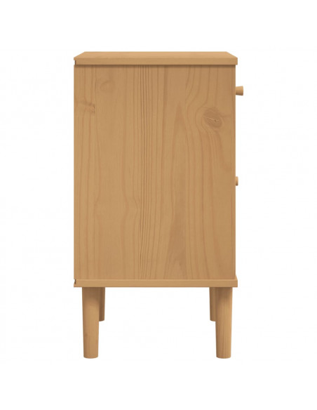 Comodino SENJA Aspetto Rattan Marrone 40x35x65 cm in Legno Pino