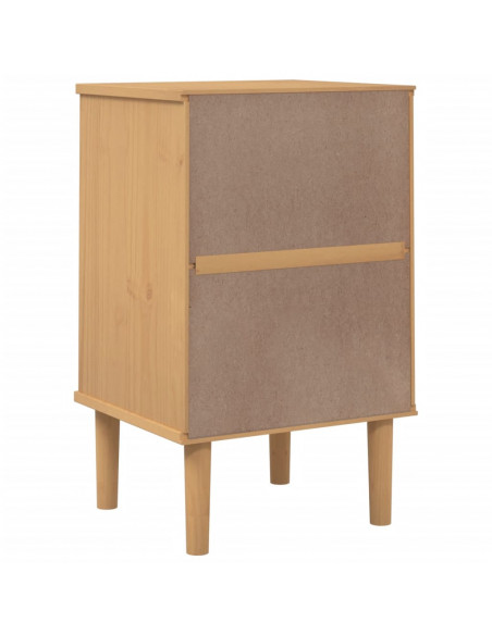 Comodino SENJA Aspetto Rattan Marrone 40x35x65 cm in Legno Pino