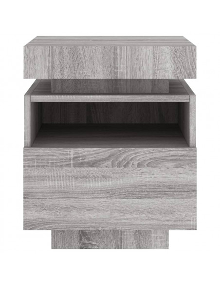 Comodino con Luci LED Grigio Sonoma 40x39x48,5 cm
