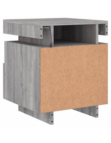 Comodino con Luci LED Grigio Sonoma 40x39x48,5 cm