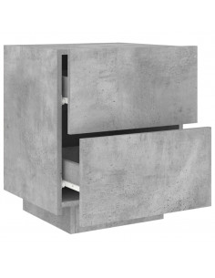 Comodini con Luci LED 2pz Grigio Cemento in Legno Multistrato 2