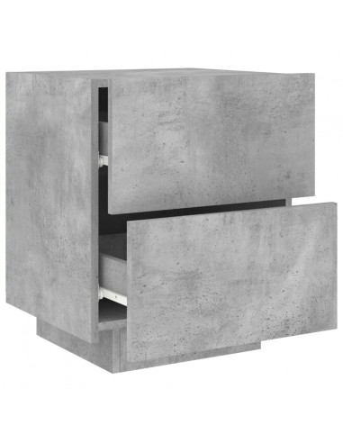 Comodini con Luci LED 2pz Grigio Cemento in Legno Multistrato