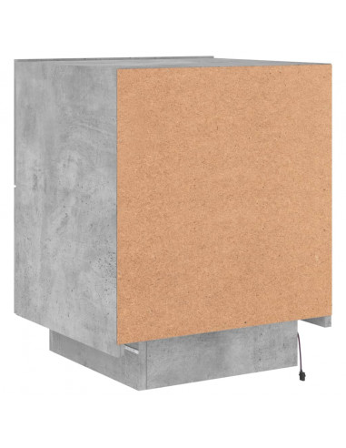 Comodini con Luci LED 2pz Grigio Cemento in Legno Multistrato