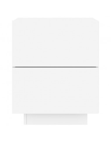 Comodino con Luci LED Bianco in Legno Multistrato