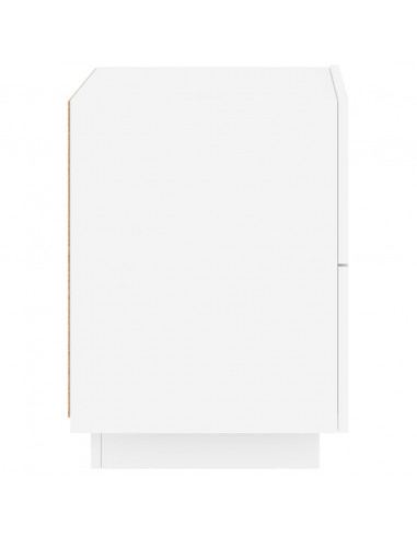 Comodino con Luci LED Bianco in Legno Multistrato